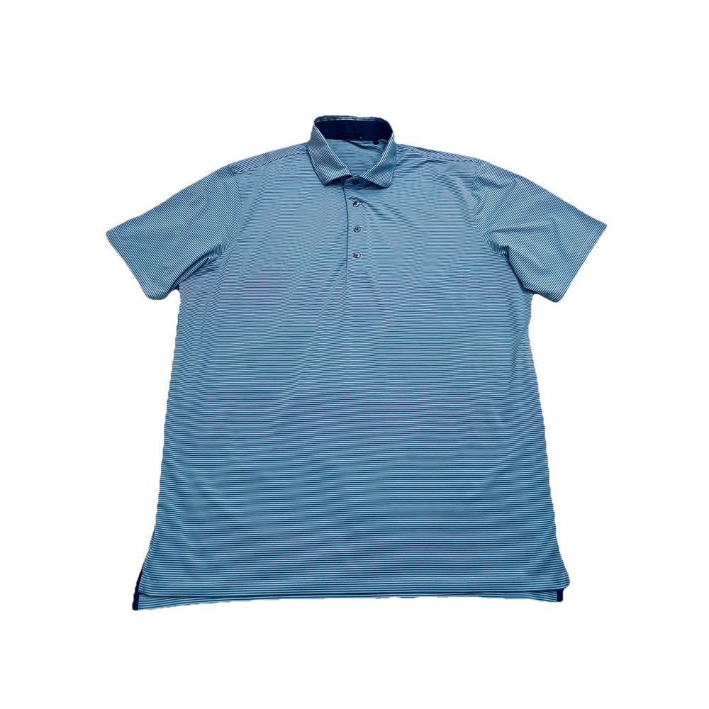 Greyson Polo Shirt Mens Size XL Blue Striped Performance Stretch‎ Golf Wicking
